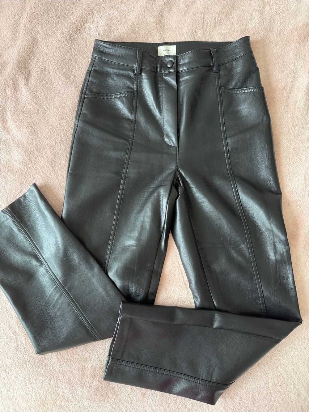 Aritzia Faux Leather Skinny Jeans - Black